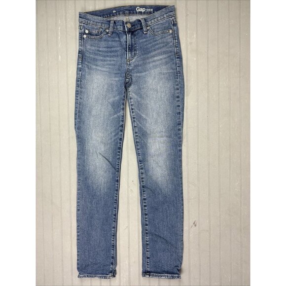 Gap 1969 Size 25 Womens Jeans Low Rise Stretch Med Wash Skinny - Picture 1 of 4